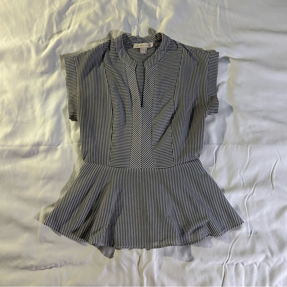 Monteau Black and White Striped Blouse